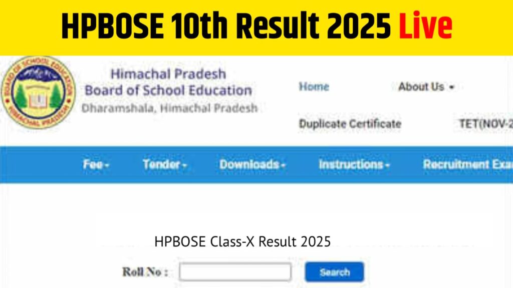 HPBOSE 10th Result 2025 OUT